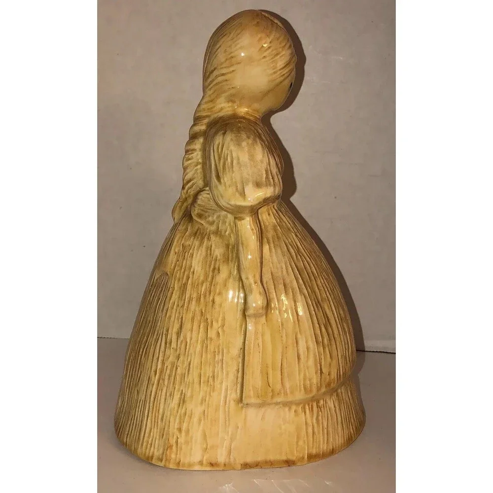 VTG 80s CORN HUSK DOLL WOMAN 10” Ceramic Figurine Creepy Hay Crying Eyes Hollow